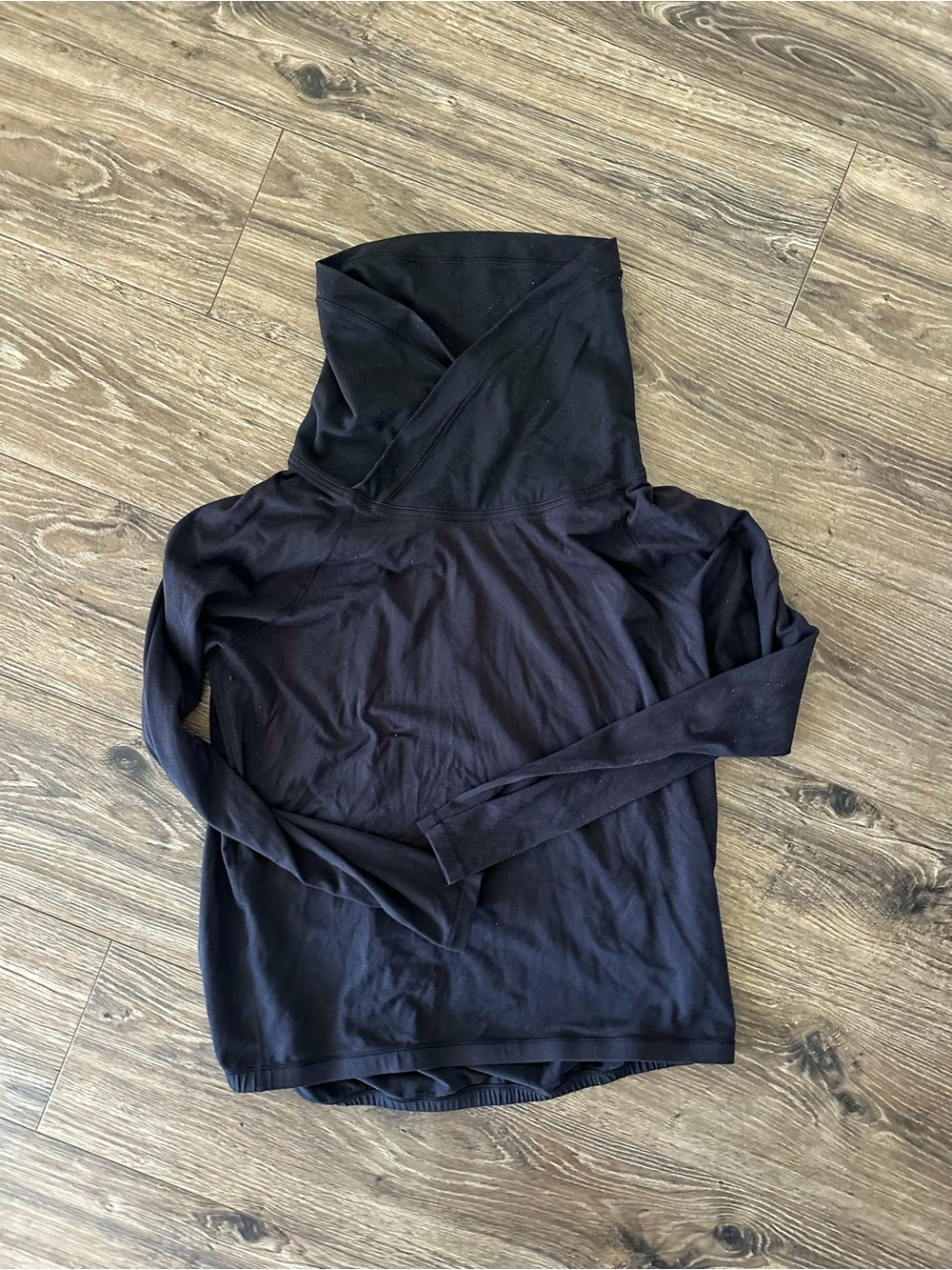lululemon athletica Black Cross-Over Funnel Neck Long Sleeve Top